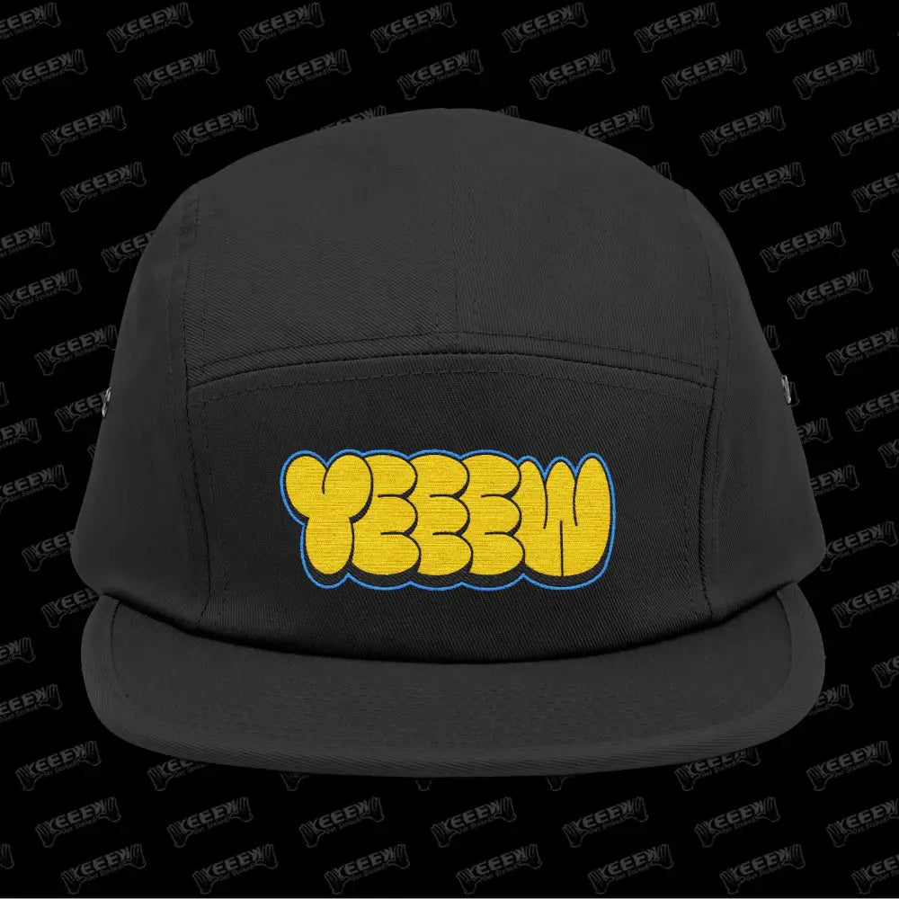 YEEEW Embroidered 5 Panel Cap - One size / Black - Hats