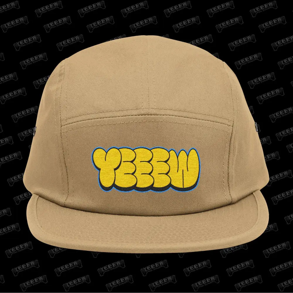 YEEEW Embroidered 5 Panel Cap - One size / Khaki - Hats