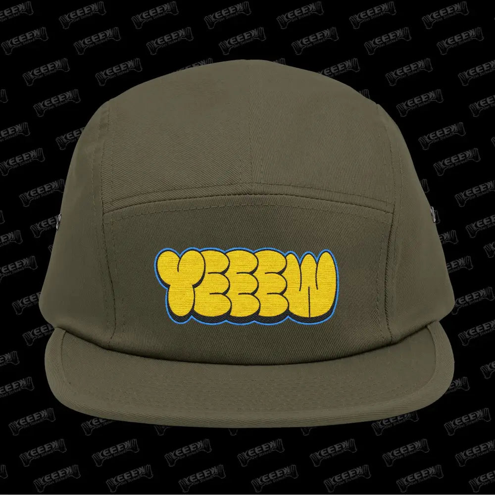 YEEEW Embroidered 5 Panel Cap - One size / Olive - Hats