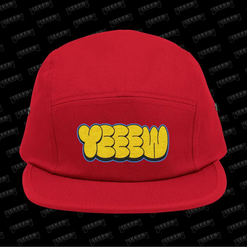 YEEEW Embroidered 5 Panel Cap - One size / Red - Hats