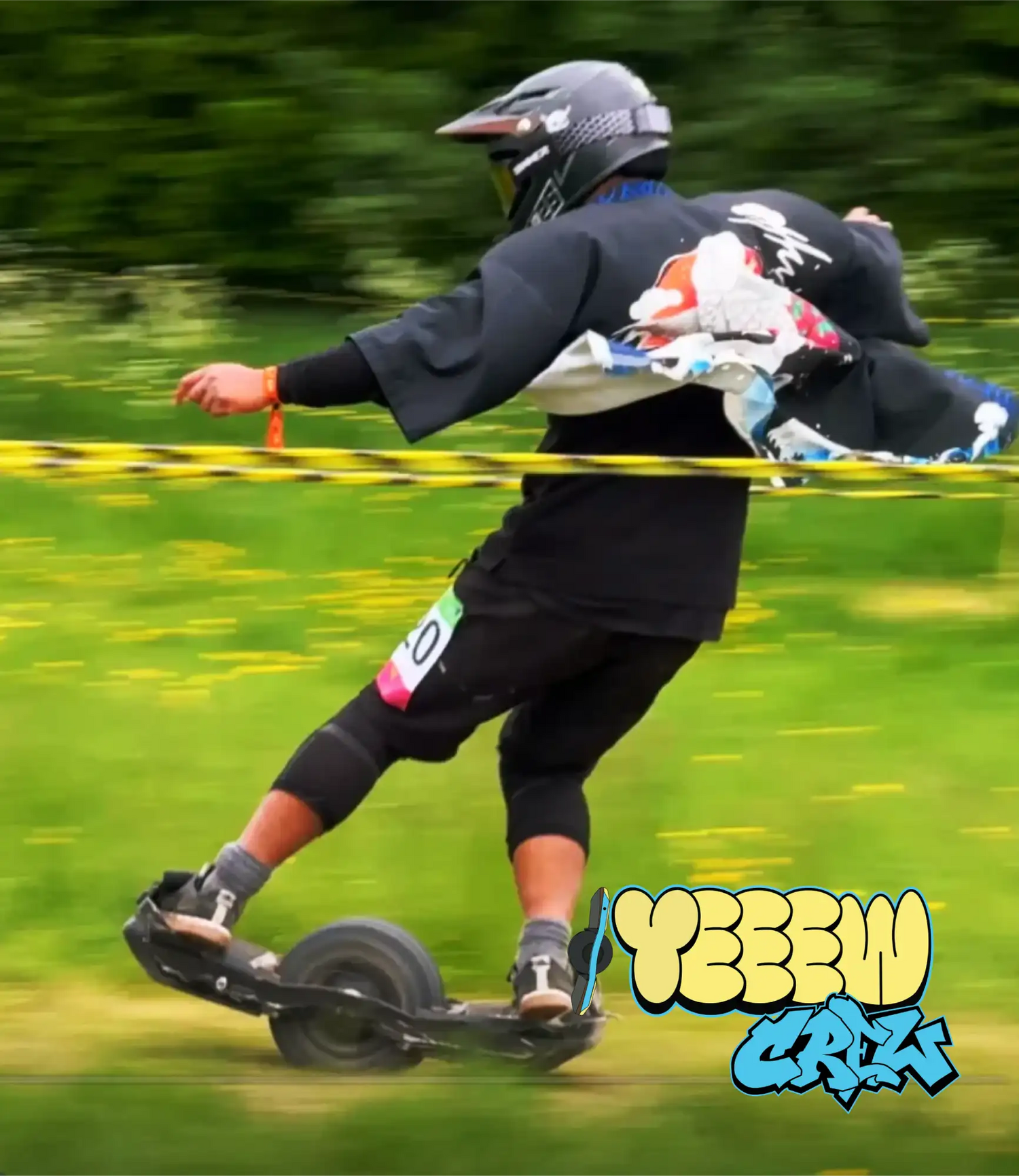 Black hoverboard with a single large wheel and foot platform